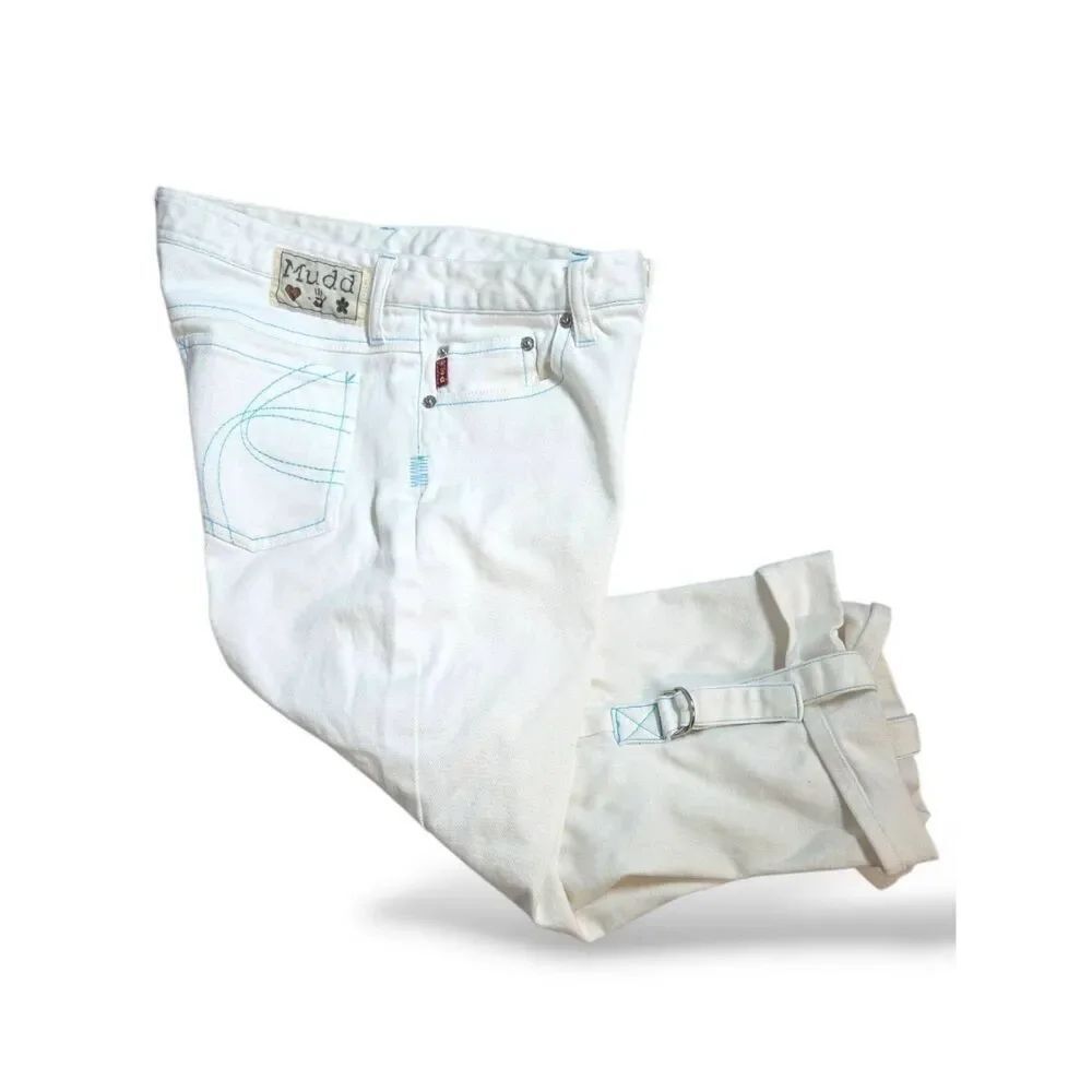 Vintage Mudd Jeans: Retro White Contrast Stitching Girls Size 16